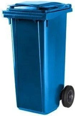 Merkloos Kliko Kunststof Afval Rolcontainer Mini Container - 120 L - Blauw