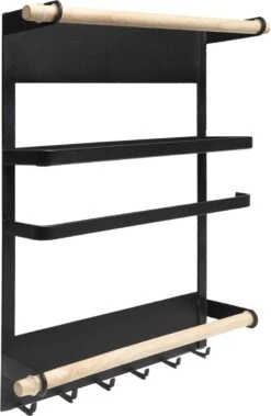 QUVIO Keukenrekje Van Metaal Magnetisch - Kruidenrek - Keuken Opbergrek Voor Kruiden, Handdoeken En Opscheplepels - Zwart