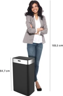 Stangvollby Gimo Sensor Prullenbak - 45 Liter - RVS - Zwart - Automatische Soft Close Deksel - Zwarte Keuken Afvalemmer - Kantoor Vuilbak - Scandinavisch Design - Infrarood Bewegingssensor - 50 Liter Afvalbak - Vingerafdrukvrij - Hygiënisch -Mepal shop 787x1200 5