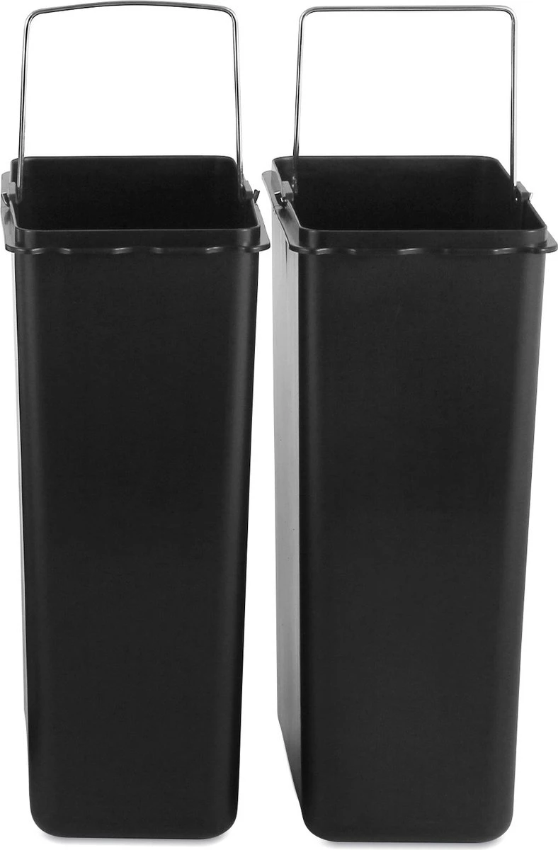 Jago - Vuilnisemmer 16 Liter Met 2 Vakken Van 8 Liter Met Binnenemmers - Prullenbak Voor Afvalscheiding - Pedaalemmer - Prullenbak - RVS 8 Jago - Vuilnisemmer 16 Liter Met 2 Vakken Van 8 Liter Met Binnenemmers - Prullenbak Voor Afvalscheiding - Pedaalemmer - Prullenbak - RVS - Afbeelding 6