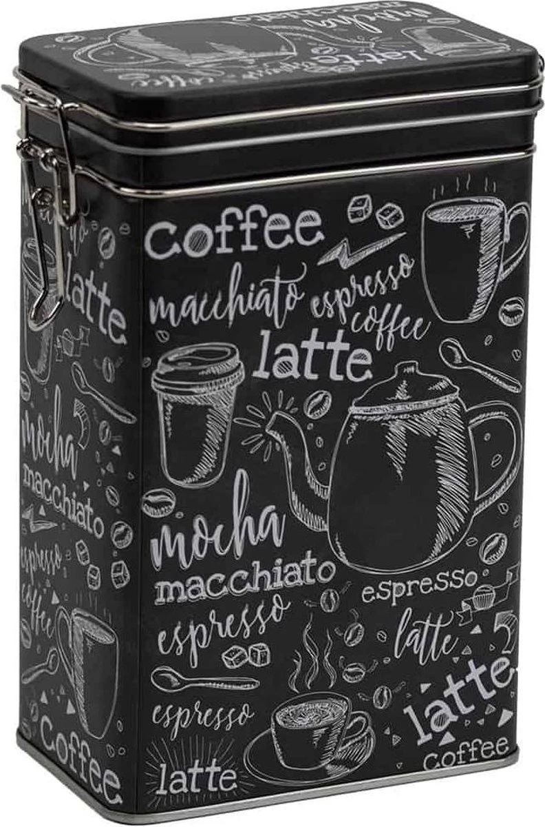 Merkloos Bewaarblik/theeblik/voorraadblik - Rechthoekig - Klipsluiting - Groot - Koffieprint 3 Merkloos Bewaarblik/theeblik/voorraadblik - Rechthoekig - Klipsluiting - Groot - Koffieprint