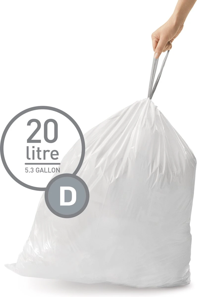 Simplehuman Afvalzakken Code D - 20 Liter - 60 Stuks 7 Simplehuman Afvalzakken Code D - 20 Liter - 60 Stuks - Afbeelding 5