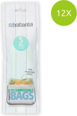 Brabantia PerfectFit Composteerbare Vuilniszakken - 6 L - Code S - 12 Rollen X 10 Stuks -Mepal shop 797x1200 5