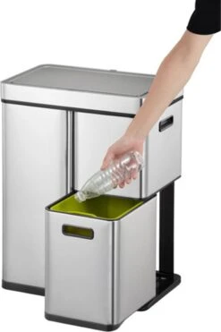EKO Mirage Plus Sensor Afvalscheider Prullenbak - 30 + 15 + 15 L - Mat RVS -Mepal shop 798x1200 4