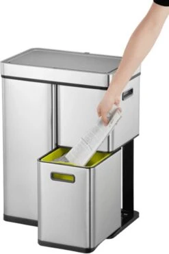 EKO Mirage Plus Sensor Afvalscheider Prullenbak - 30 + 15 + 15 L - Mat RVS -Mepal shop 800x1200 56