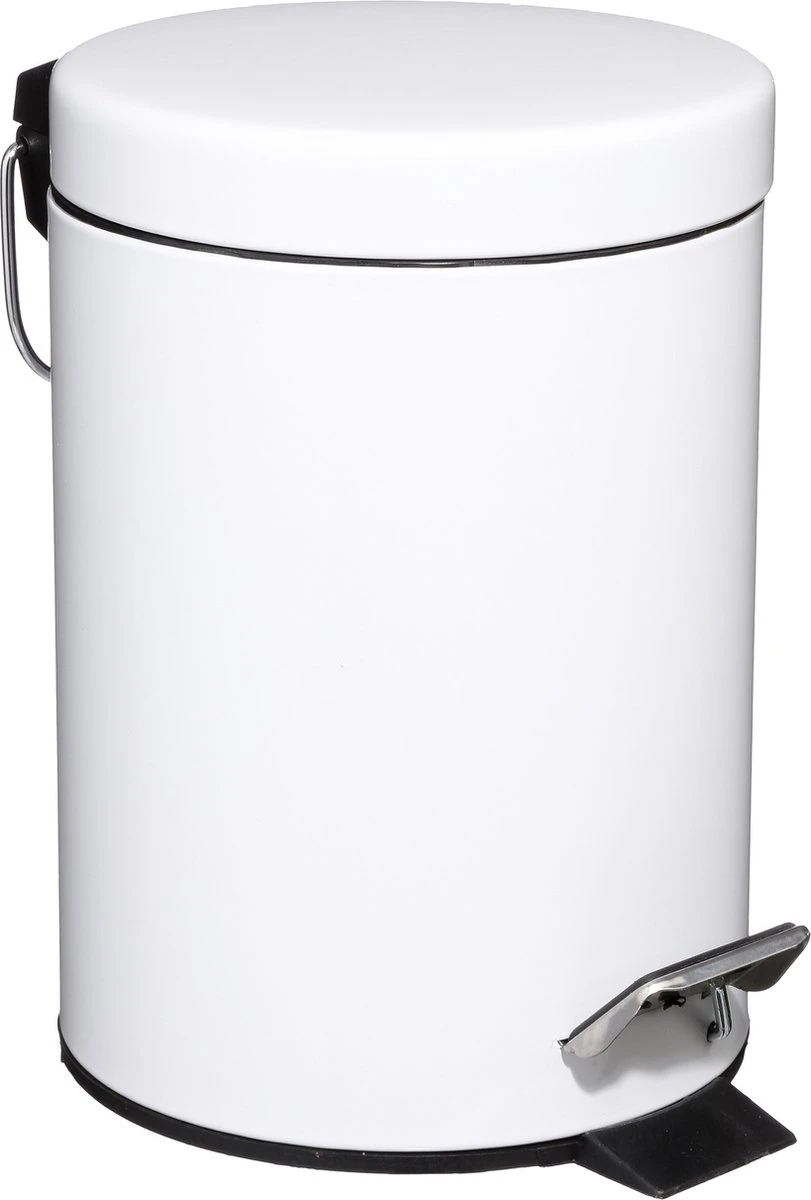 5Five Pedaalemmer - Wit - Metaal 3 Liter 25 Cm - Voor Badkamer En Toilet - Prullenbak 3 5Five Pedaalemmer - Wit - Metaal 3 Liter 25 Cm - Voor Badkamer En Toilet - Prullenbak