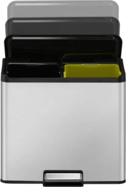 EKO EcoCasa III Recycling Prullenbak - 15 + 15 L - Mat RVS -Mepal shop 813x1200 3