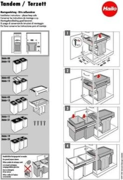 Hailo Tandem De Luxe - Inbouw Prullenbak - 31 Liter Inhoud - 25 X 40 X 49 Cm - Met 2 Compartimenten - Grijs -Mepal shop 817x1200 1