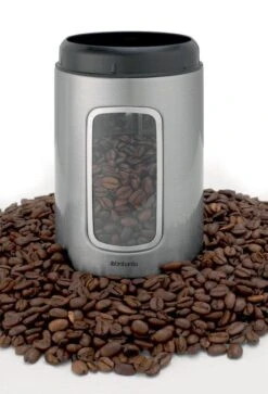 Brabantia Voorraadbus - 1,4 L - Matt Steel Fingerprint Proof / Matt Black Deksel - Met Venster -Mepal shop 817x1200 9