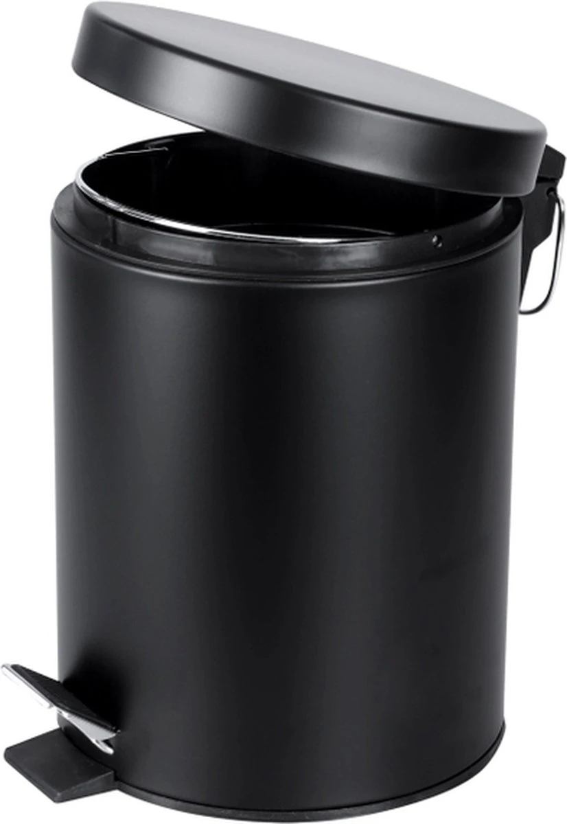 Differnz Pedaalemmer Mat Zwart – Prullenbak Badkamer – Afvalbakje – 5 Liter 4 Differnz Pedaalemmer Mat Zwart – Prullenbak Badkamer – Afvalbakje – 5 Liter - Afbeelding 2