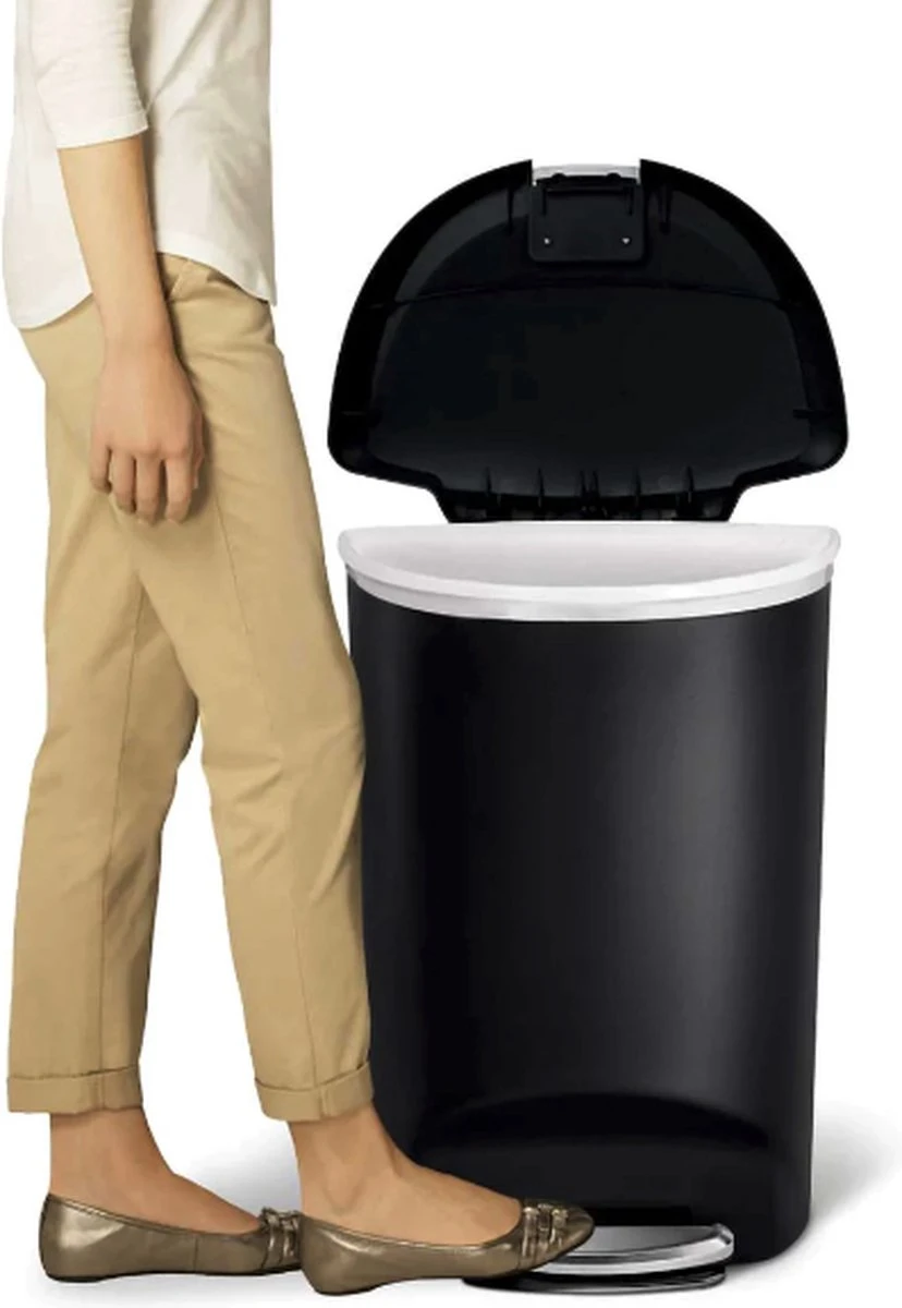 Simplehuman Semi-Round Prullenbak - 50 L - Kunststof - Zwart 6 Simplehuman Semi-Round Prullenbak - 50 L - Kunststof - Zwart - Afbeelding 4