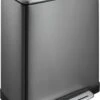 EKO E-Cube Prullenbak - Black Steel - 28 + 18 Liter - Anti-slip- Soft-close - Fingerprintproof