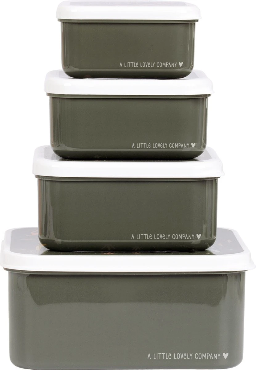 A Little Lovely Company - Brooddoos - Broodtrommel -Lunch & Snack Box Set Van 4 - Savanne 4 A Little Lovely Company - Brooddoos - Broodtrommel -Lunch & Snack Box Set Van 4 - Savanne - Afbeelding 2