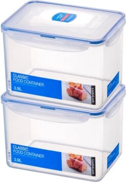 Lock&Lock Vershoudbakjes - Vershouddoos Voor Brood - Brooddoos - Broodtrommel - Bewaardoos Met Deksel - 100% Luchtdicht - BPA Vrij - Set Van 2 - 3,9 Liter - Transparant -Mepal shop 833x1200 5
