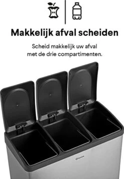 Homra STEPHS Afvalscheiding Prullenbak Met 3 Vakken - 3 X 20L Inhoud - Trio Pedaalemmer - 60 Liter - Vingerafdrukvrij - Vuilafstotend - Anti-slip - Hoogwaardig RVS - Duurzaam ABS Kunststof - RVS - Hygiënisch Recyclen - Afvalscheidingsprullenbak -Mepal shop 834x1200 4