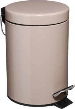 5Five - Prullenbak/pedaalemmer Taupe Metaal 3 Liter - 17 X 25 Cm - Voor Badkamer En Toilet