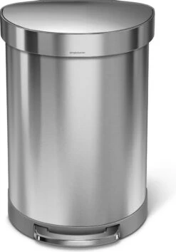 Simplehuman Semi Round Prullenbak - 60 L - Rvs - Zilverkleurig - Incl Liner Pocket