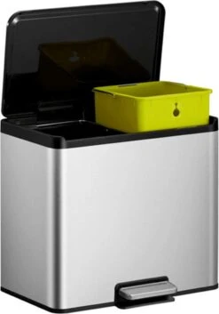 EKO EcoCasa III Recycling Prullenbak - 15 + 15 L - Mat RVS -Mepal shop 839x1200 3