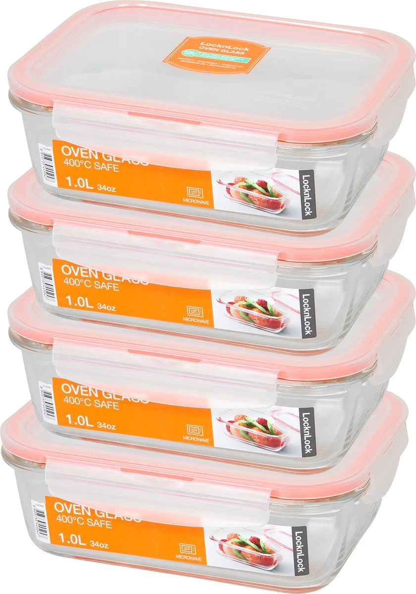 Lock&Lock Glazen Vershoudbakjes - Glazen Meal Prep Bakjes - Glazen Bakjes Met Deksel - Ovenschaal Met Deksel - Set Van 4 Stuks - 1 Liter 10 Lock&Lock Glazen Vershoudbakjes - Glazen Meal Prep Bakjes - Glazen Bakjes Met Deksel - Ovenschaal Met Deksel - Set Van 4 Stuks - 1 Liter - Afbeelding 8