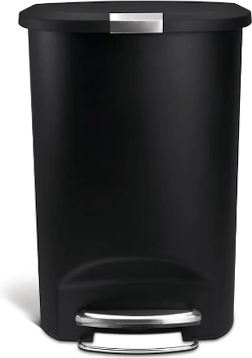 Simplehuman Semi-Round Prullenbak - 50 L - Kunststof - Zwart 4 Simplehuman Semi-Round Prullenbak - 50 L - Kunststof - Zwart - Afbeelding 2