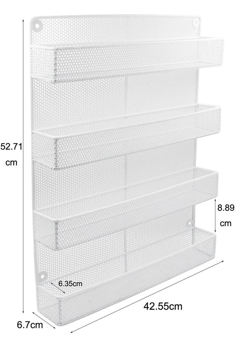 QUVIO Groot Kruidenrek - Staal - Wit - Ophangbaar - Voor 32 Kruidenpotjes - 4 Laags 5 QUVIO Groot Kruidenrek - Staal - Wit - Ophangbaar - Voor 32 Kruidenpotjes - 4 Laags - Afbeelding 3