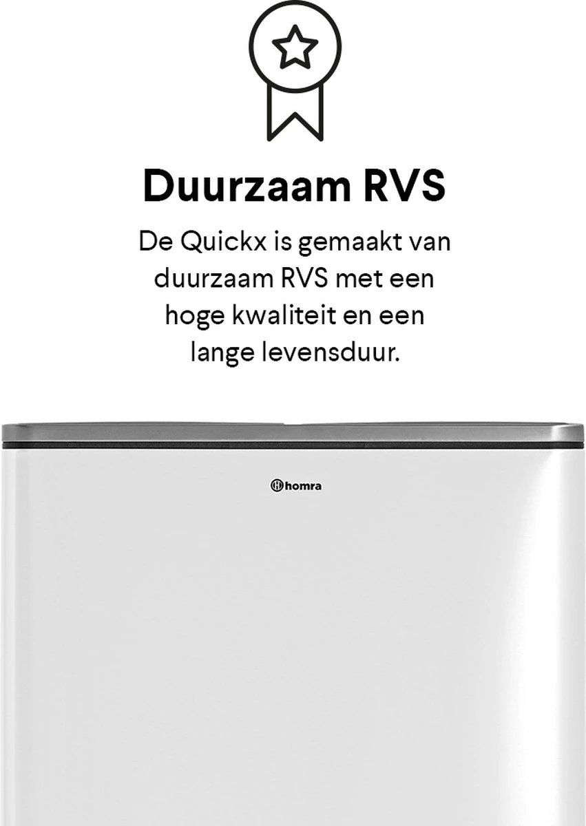Afvalscheidingsprullenbak 2 Vakken Wit – 60 L (2x30 Liter) Pedaalemmer Homra QUICKX – Design Duo Afvalemmer RVS - Afval Scheiden - Recycle Afvalbak - Hygiënisch Pedaal - Dubbele Vuilnisbak - Keuken Vuilbak - Kantoor Prullenbak 21 Afvalscheidingsprullenbak 2 Vakken Wit – 60 L (2x30 Liter) Pedaalemmer Homra QUICKX – Design Duo Afvalemmer RVS - Afval Scheiden - Recycle Afvalbak - Hygiënisch Pedaal - Dubbele Vuilnisbak - Keuken Vuilbak - Kantoor Prullenbak - Afbeelding 19