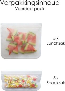 Merkloos Siliconen Vershoudzakken - 10 Stuks - Diepvrieszakken - Lekvrij - Boterhamzak Herbruikbaar - Bewaarzakjes - Duurzaam - Hersluitbaar -Mepal shop 856x1200 4