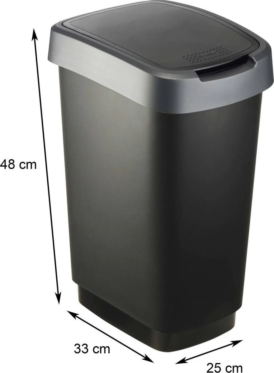 Rotho Twist Afvalbak - 25L - 47cm - Antraciet 9 Rotho Twist Afvalbak - 25L - 47cm - Antraciet - Afbeelding 7