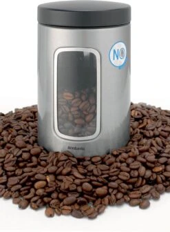 Brabantia Voorraadbus - 1,4 L - Matt Steel Fingerprint Proof / Matt Black Deksel - Met Venster -Mepal shop 882x1200 5