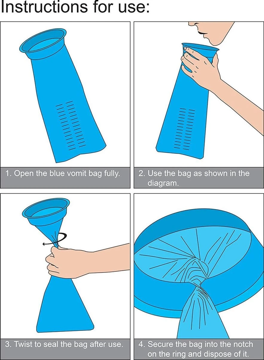 Buzz Products Kotszakje/Braakzak/Spuugzakken Met Afsluitbare Ring - 10 Stuks 6 Buzz Products Kotszakje/Braakzak/Spuugzakken Met Afsluitbare Ring - 10 Stuks - Afbeelding 4