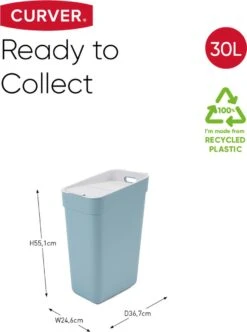 Curver Ready To Collect Prullenbak 30L - Set 2 Stuks - Blauw/Grijs -Mepal shop 893x1200 6