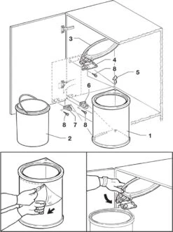 Eleganca Afvalbak 13 Liter – Inbouw Prullenbak – Inbouw Afvalemmer – Uittrekbare Prullenbak – Afvalemmer Keuken – Hygiënisch – Ruimtebesparend Vuilnisbak – Rond – Grijs – B27.7xD27.7xH35.5cm -Mepal shop 896x1200 5