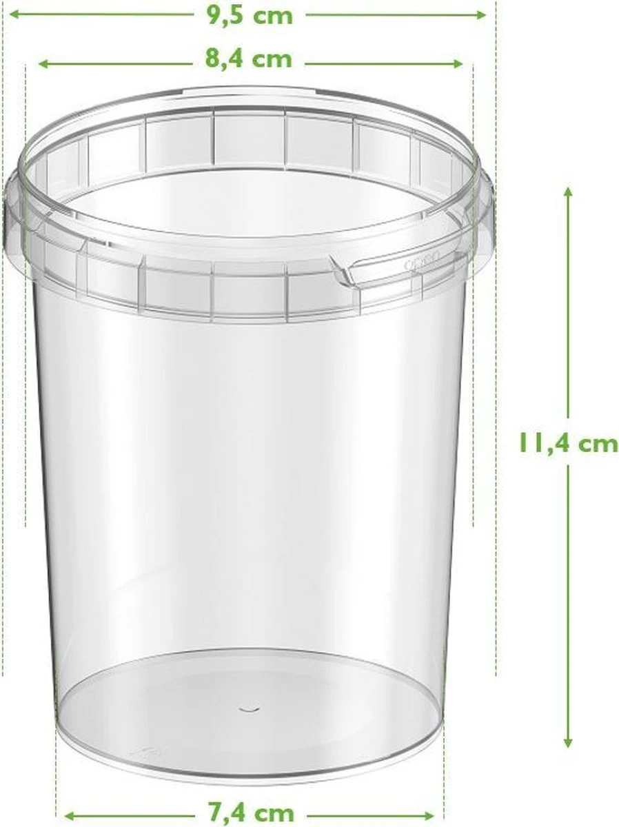 20 X Plastic Bakjes Met Deksel - 520 Ml - ø95mm - Rond - Vershoudbakjes - Meal Prep Bakjes - Transparant - Geschikt Voor Diepvries, Magnetron En Vaatwasser - Nederlandse Producent 4 20 X Plastic Bakjes Met Deksel - 520 Ml - ø95mm - Rond - Vershoudbakjes - Meal Prep Bakjes - Transparant - Geschikt Voor Diepvries, Magnetron En Vaatwasser - Nederlandse Producent - Afbeelding 2