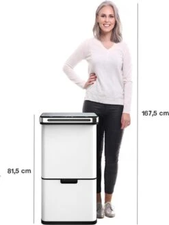 Homra DEXER Afvalscheiding Prullenbak - 4 Vakken - 60 Liter (2×18L + 2×12L) - Recycle Sensor Prullenbak - RVS Afvalemmer - Afvalscheidingsprullenbak - Design Keuken Afvalemmer - Automatische Lucht- En Bacterie Filter - Soft Close Deksel – Kleur Wit -Mepal shop 902x1200 3