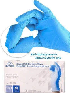 Intco Nitril Handschoenen - 100 Stuks Nitril Wegwerp Handschoenen - Poedervrij, Latexvrij - Onderzoekshandschoenen - Maat: M - Blauw -Mepal shop 907x1200 2