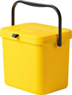 Homra Wall-up Prullenbak | Inbouwprullenbak Ophangbaar Met Plakstrip | GFT Vuilbak | Werkblak Afvalbak | Draagbare Vuilnisemmer | 8L Inhoud | Geel -Mepal shop 916x1200 4