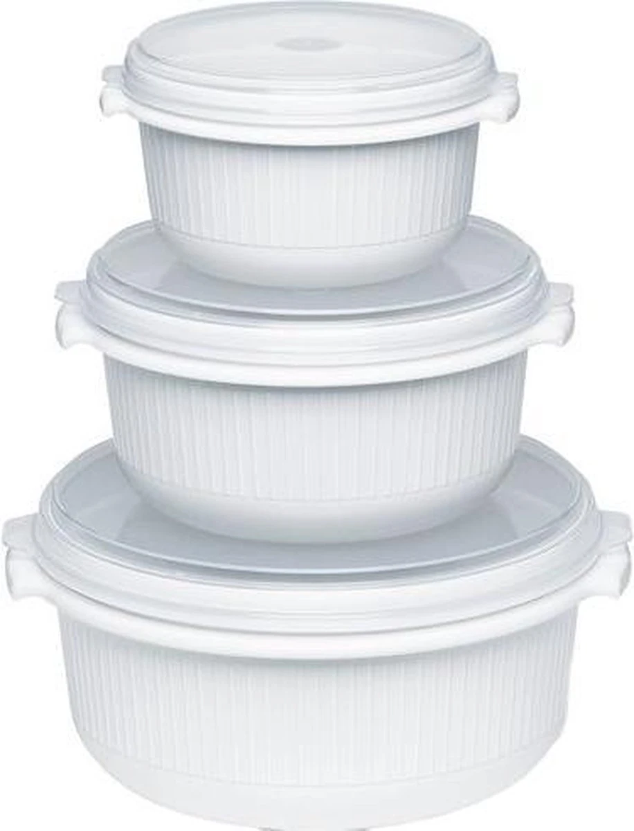 Emsa MICRO FAMILY Magnetronschaal - Set Van 3 Stuks - 0.5/1.0/1.5 L - Wit 4 Emsa MICRO FAMILY Magnetronschaal - Set Van 3 Stuks - 0.5/1.0/1.5 L - Wit - Afbeelding 2