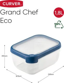Curver Grand Chef Eco Vershoudbakje - 1,8L - Rechthoekig - Transparant/Donkerblauw -Mepal shop 917x1200 3
