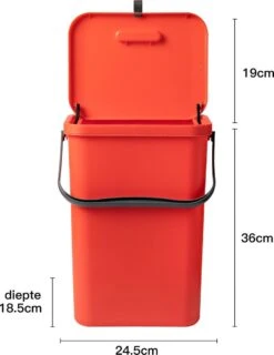 Homra Wall-up Prullenbak | Inbouwprullenbak Ophangbaar Met Plakstrip | GFT Vuilbak | Werkblak Afvalbak | Draagbare Vuilnisemmer | 12L Inhoud | Rood -Mepal shop 925x1200 3