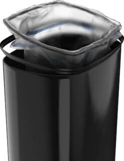 Stangvollby Nausta Sensor Prullenbak - 58 Liter - Zwart Met Roségouden Deksel - RVS - Soft Close - Vingerafdrukvrij - Zwarte Afvalbak Met Koperen Rand - Hygiënische Automatische Deksel - Keuken Afvalemmer - Kantoor Vuilbak 60 Liter - Elektrisch -Mepal shop 926x1200