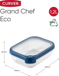 Curver Grand Chef Eco Vershoudbakje - 1,2L - Rechthoekig - Transparant/Donkerblauw 7 Curver Grand Chef Eco Vershoudbakje - 1,2L - Rechthoekig - Transparant/Donkerblauw -Mepal shop 938x1200 2