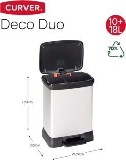 Curver Decobin Duo Prullenbak Afvalscheider - 10L + 18L - Metallic -Mepal shop 943x1200