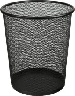 Merkloos Prullenbak - Afvalemmer - Papierbak - Rond - Metaal - Zwart