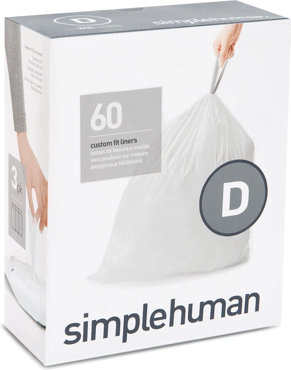 Simplehuman Afvalzakken Code D - 20 Liter - 60 Stuks 3 Simplehuman Afvalzakken Code D - 20 Liter - 60 Stuks