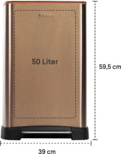 Homra Koniq Prullenbak Met Pedaal - 50 Liter - RVS - Pedaalemmer - Automatisch Lucht Filter - Odor Control - 50L Capaciteit - Soft Close Deksel - Afvalemmer - Design - Hygiënisch - Koper -Mepal shop 946x1200 1