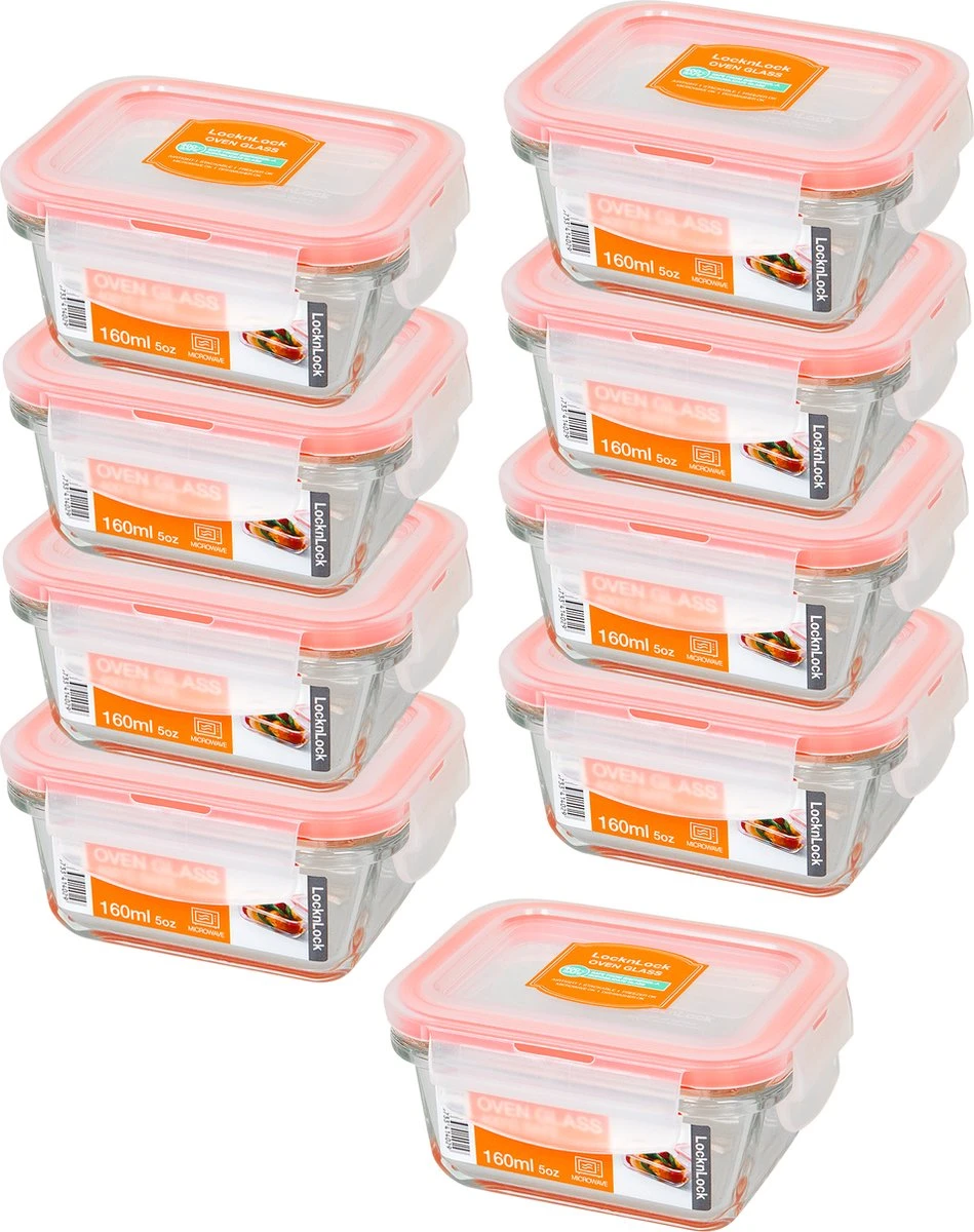 Lock&Lock Glazen Mini Vershoudbakjes - Glazen Bakjes Met Deksel - Ovenschaaltjes Met Deksel - Set Van 9 Stuks - 160 Ml 10 Lock&Lock Glazen Mini Vershoudbakjes - Glazen Bakjes Met Deksel - Ovenschaaltjes Met Deksel - Set Van 9 Stuks - 160 Ml - Afbeelding 8