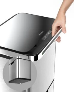 Homra DEXER Afvalscheiding Prullenbak - 4 Vakken - 60 Liter (2×18L + 2×12L) - Recycle Sensor Prullenbak - RVS Afvalemmer - Afvalscheidingsprullenbak - Design Keuken Afvalemmer - Automatische Lucht- En Bacterie Filter - Soft Close Deksel – Kleur RVS -Mepal shop 958x1200 1