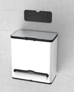 Stangvollby Vallvik Prullenbak – 4 Liter – Keukenrol Dispenser – Wit – RVS - Ophangbare Vuilbak - Afvalscheiding - Uitneembare Binnenemmer – Inbouw Vuilnisbak – Keuken Afvalemmer – Ruimtebesparend – Staand - Ophangen – Keukenrol Houder – GFT Bakje -Mepal shop 958x1200 4