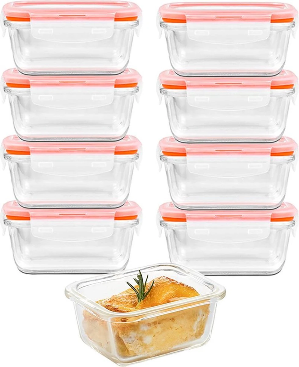 Lock&Lock Glazen Mini Vershoudbakjes - Glazen Bakjes Met Deksel - Ovenschaaltjes Met Deksel - Set Van 9 Stuks - 160 Ml 3 Lock&Lock Glazen Mini Vershoudbakjes - Glazen Bakjes Met Deksel - Ovenschaaltjes Met Deksel - Set Van 9 Stuks - 160 Ml