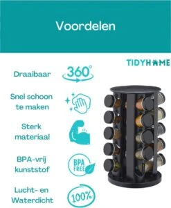 TidyHome Kruidenrek Draaibaar - Kruidenpotjes - Kruiden Carrousel - 20 Kruidenpotjes - Zwart - RVS - Draaibaar - Aanrecht Organizer - Inclusief Labels, Pen En Trechter - Keuken Organizer 15 TidyHome Kruidenrek Draaibaar - Kruidenpotjes - Kruiden Carrousel - 20 Kruidenpotjes - Zwart - RVS - Draaibaar - Aanrecht Organizer - Inclusief Labels, Pen En Trechter - Keuken Organizer -Mepal shop 986x1200 2
